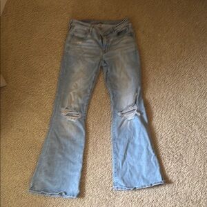 American Eagle Blue Flare Wide Leg Jeans